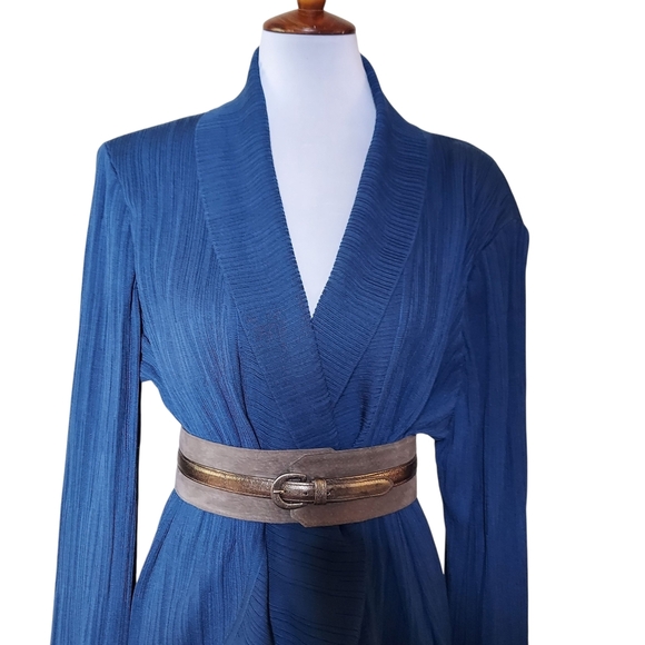 Misook Blue Cardigan with Belt - Picture 4 of 12